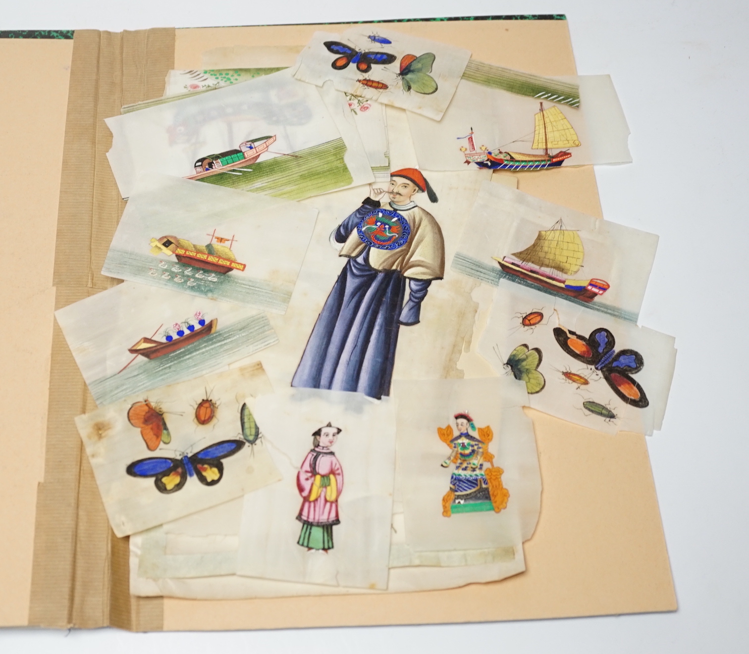 A folder of Chinese pith paper paintings